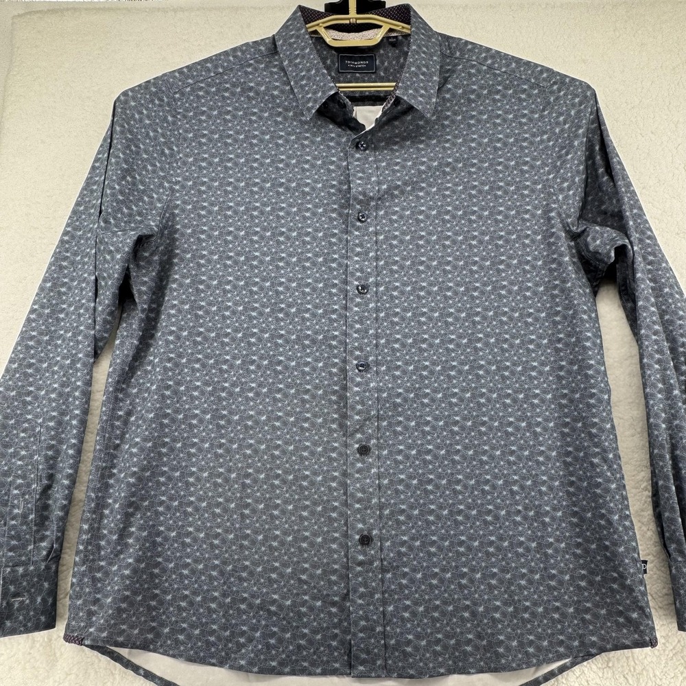 7 Diamonds Adoration Shirt Mens XL Floral 4 Way Stretch Button Up Long Sleeve - Picture 2 of 11